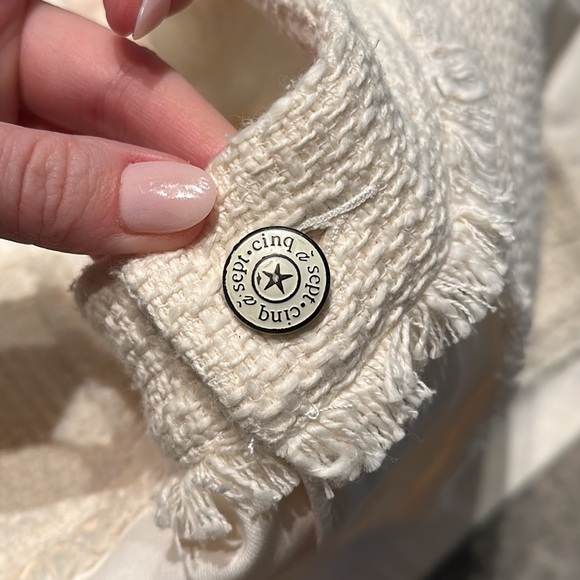 NWT Cinq A Sept Gardenia Jones Frayed Tweed & Stretch Cotton Shorts - Picture 9 of 12